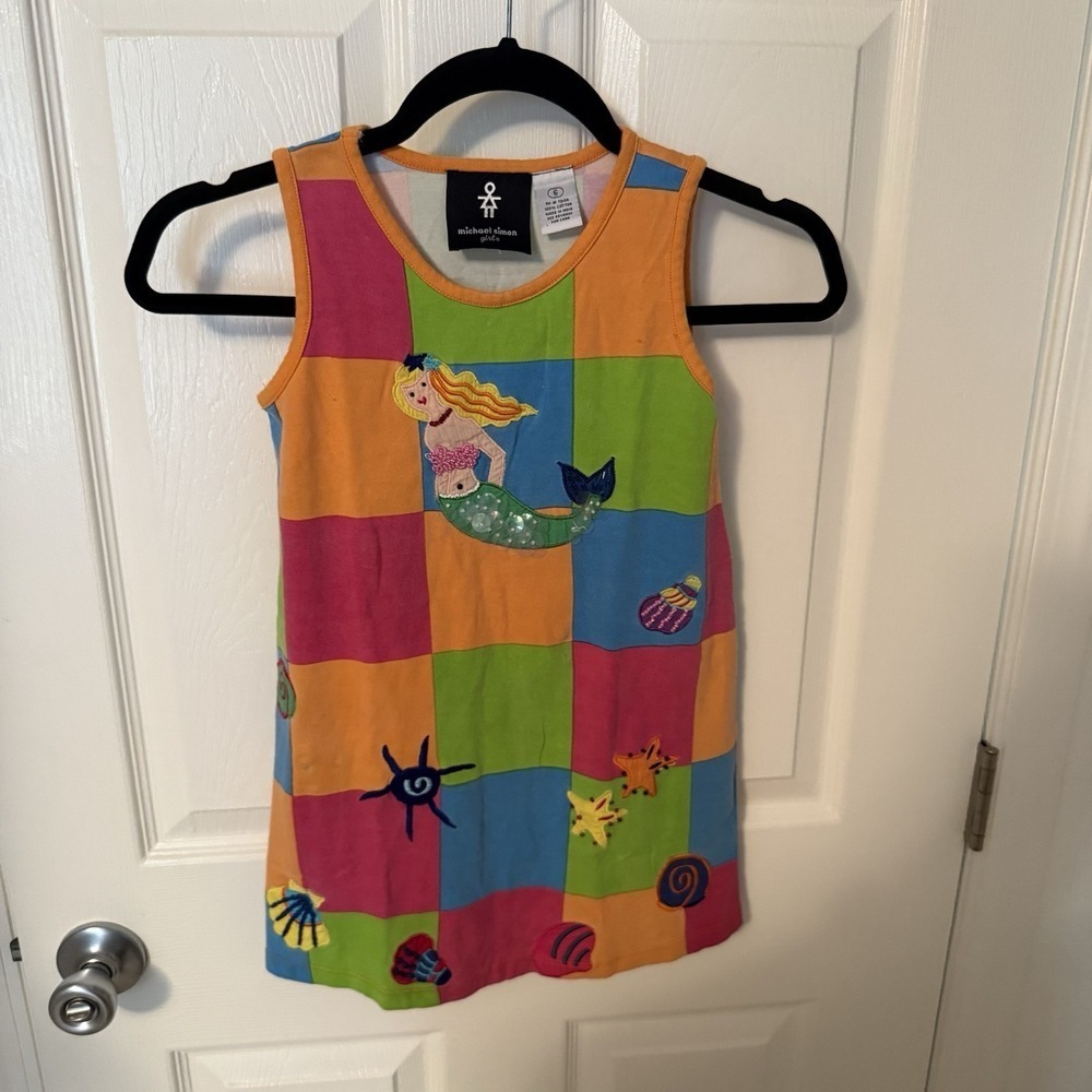Michael Simon Girls Size 6 Under the Sea Mermaid Dress Patchwork Multicolor